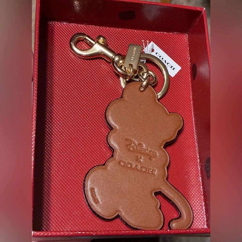 COACH DISNEY Supple Leather Minnie Mouse Bag Purse Charm Keychain NEW NIB NWT - Picture 4 of 14